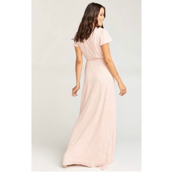 Show Me Your Mumu Noelle Flutter Wrap Pink Mauve Maxi Dress size small - Picture 3 of 16